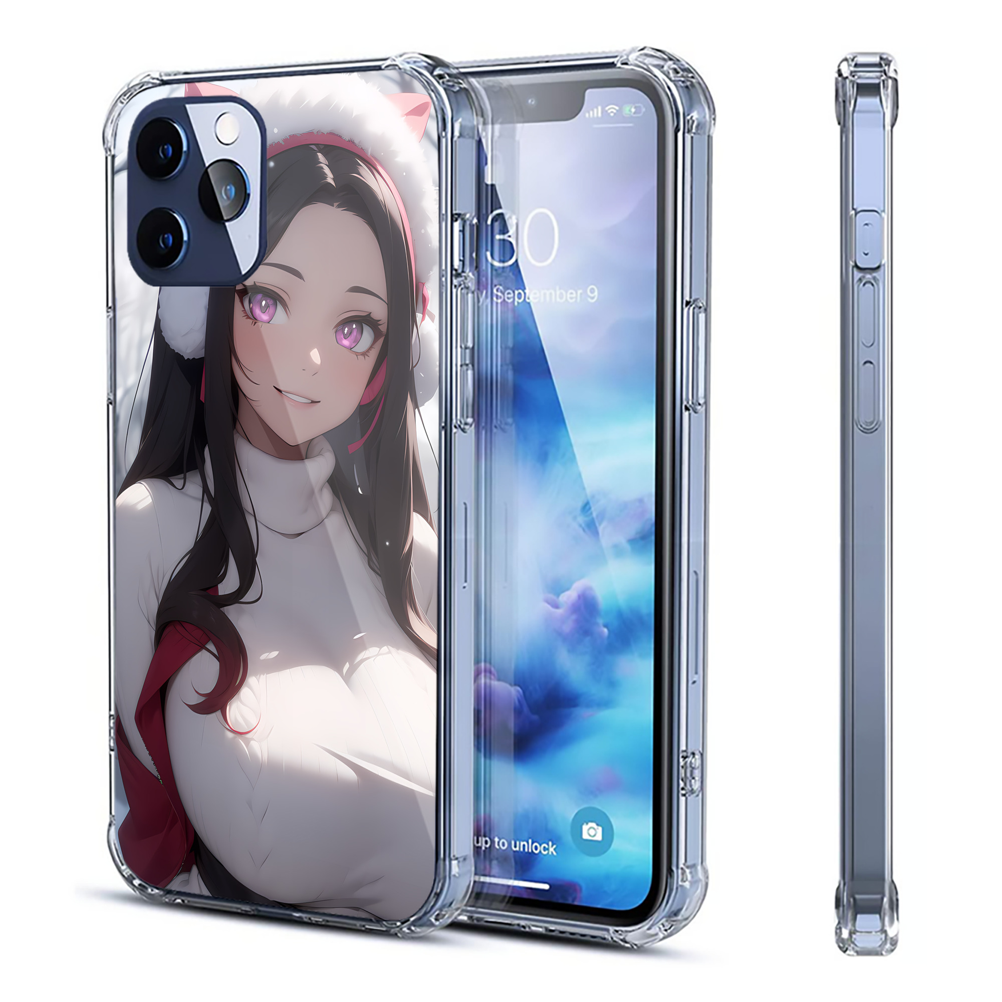 （画像用） 鬼滅の刃（きめつのやいば）竈門 禰󠄀豆子／かまど ねずこ Kamado Nezuko 【iPhone 12シリーズ対応】透明スマホケース（クリアソフトケース）